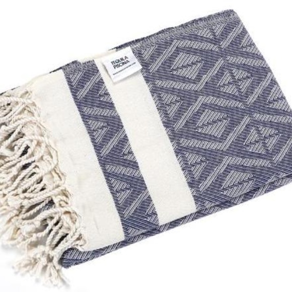 Navy Blue Turkish Towel Soft Wrap Beach Towel Picnic Blanket Runner NWT - Picture 5 of 5